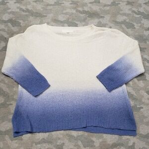 Adyson Parker Sweater Womens Large Blue Ombre Dipa Dye 3/4 Sleeve